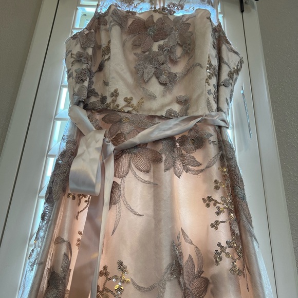 TAHARI Arthur S. Levine,  dress in size M color Rose Gold and cream background - Picture 6 of 16